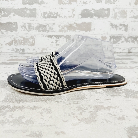 rag & bone Shoes - New  Rag & Bone Leather Melrose Bicolor Plank  Black & White Flat Sandals W738